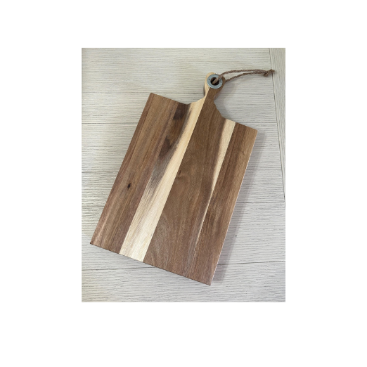 Solid Acacia Cutting Board with Handle and Rope Hanger